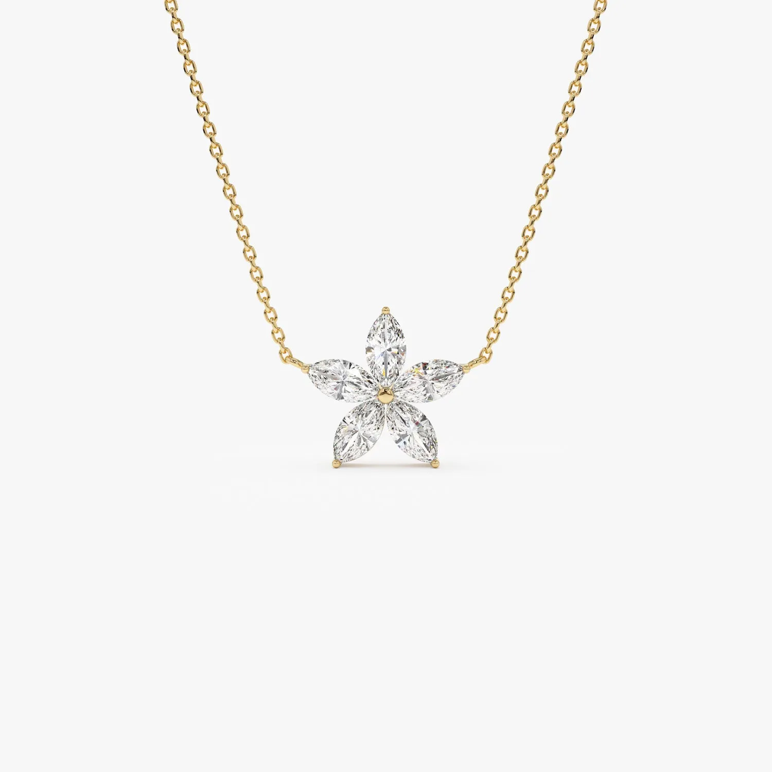 1.05 ctw 14K Marquise Shaped Flower Design Lab Grown Diamond Necklace - Vera