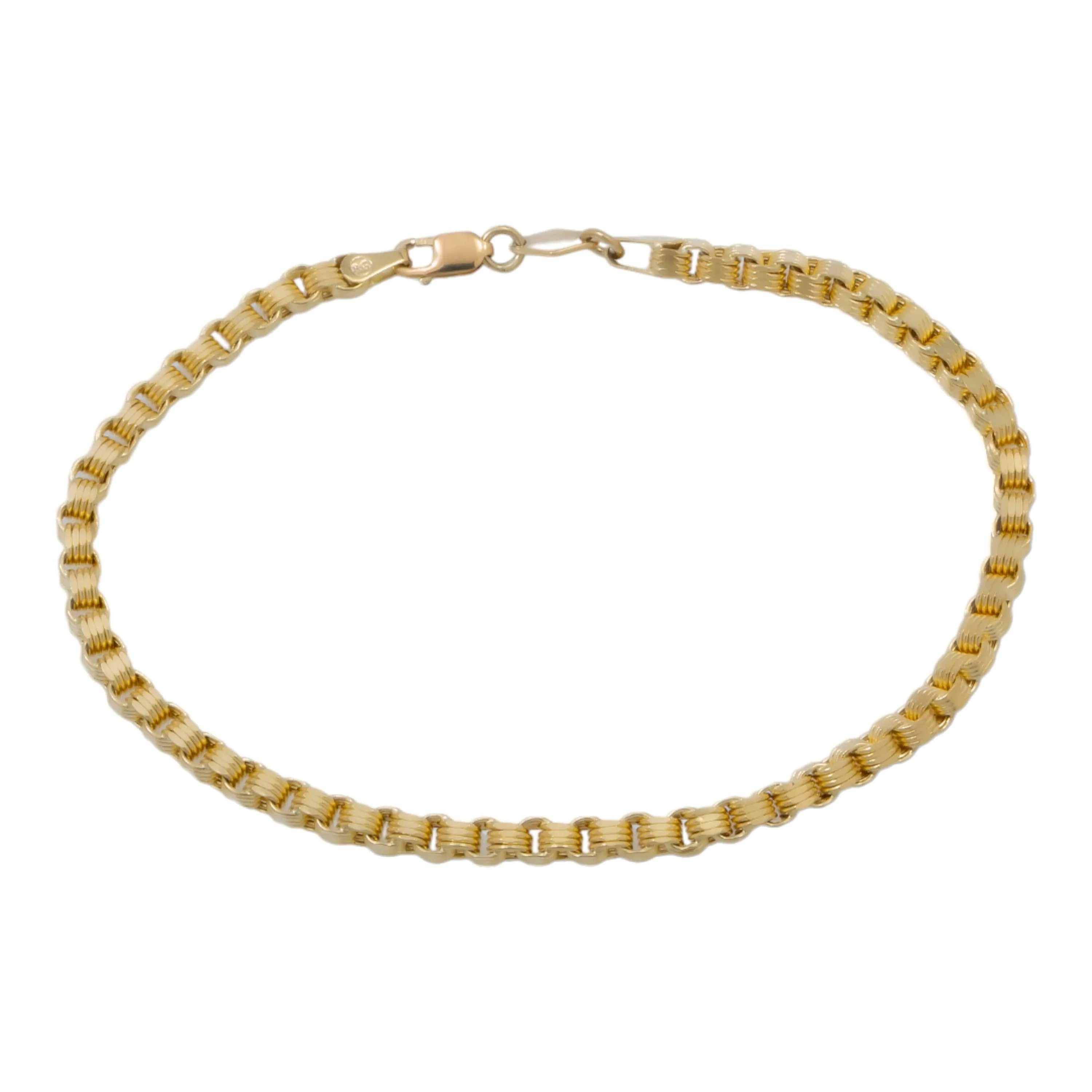 10K GOLD HOLLOW BOX BYZANTINE CHAIN BRACELET