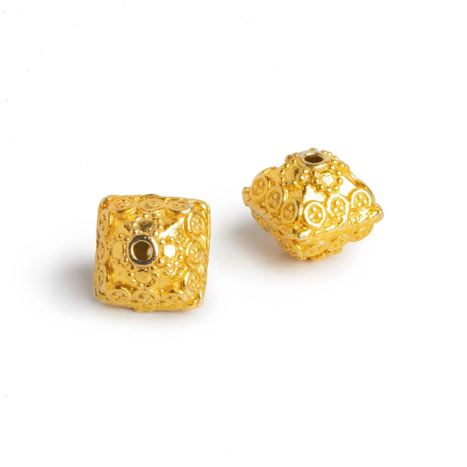 10mm 22kt Gold Plated Copper Pyramids Set of 2 Beads