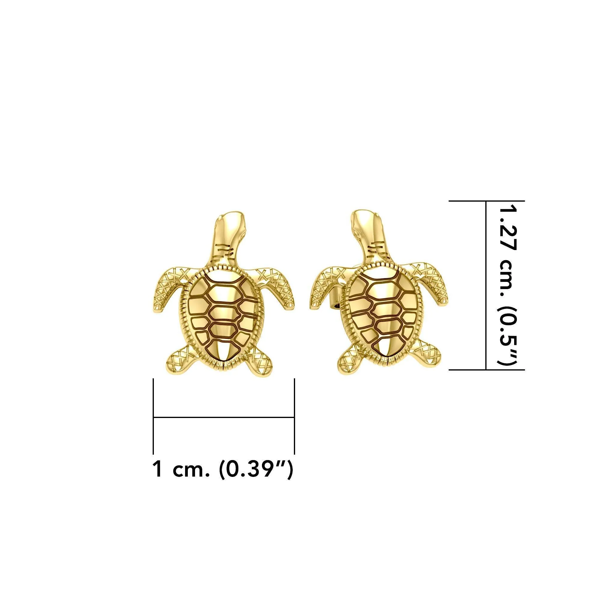 14 Karat Gold Turtle Post Earrings GJE206