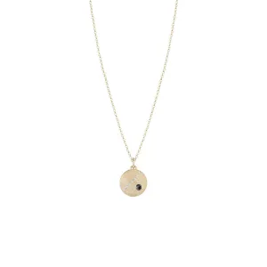 14 Karat Yellow Gold "Carla" Disc Pendant with Black and White Diamonds