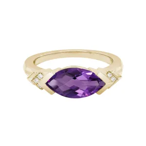 14k Gold Amethyst and Diamond Accent Ring