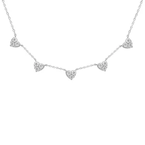 14K GOLD DIAMOND 5 HEART JANEY NECKLACE