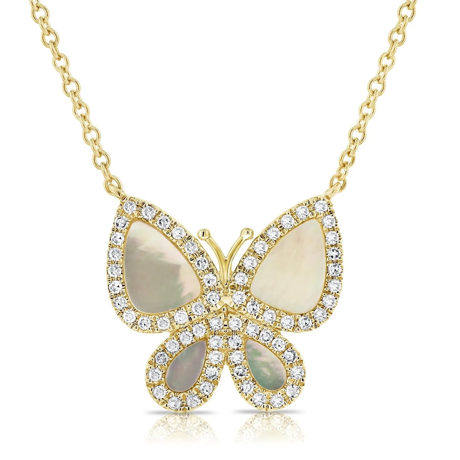 14K GOLD DIAMOND AND MOTHER OF PEARL HEIDI NECKLACE