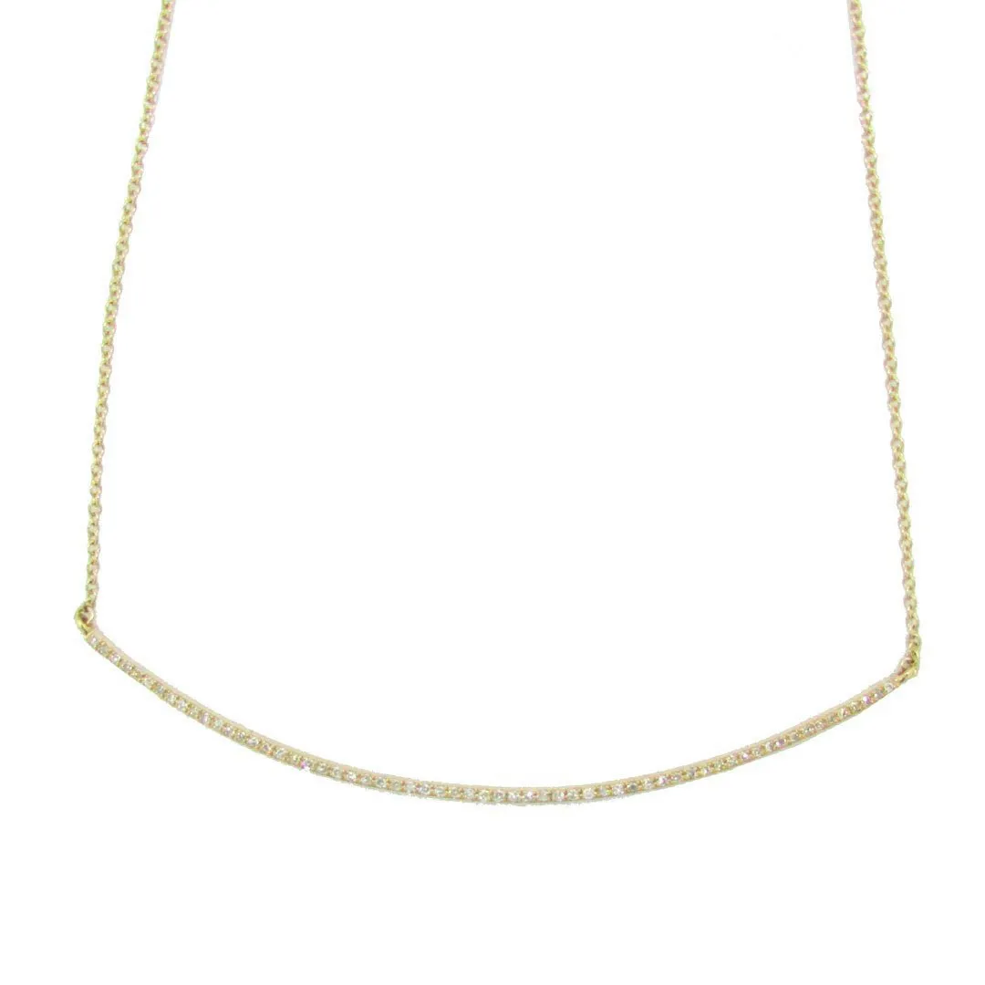 14K GOLD DIAMOND CURVED BAR NECKLACE