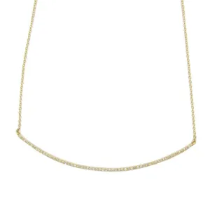 14K GOLD DIAMOND CURVED BAR NECKLACE