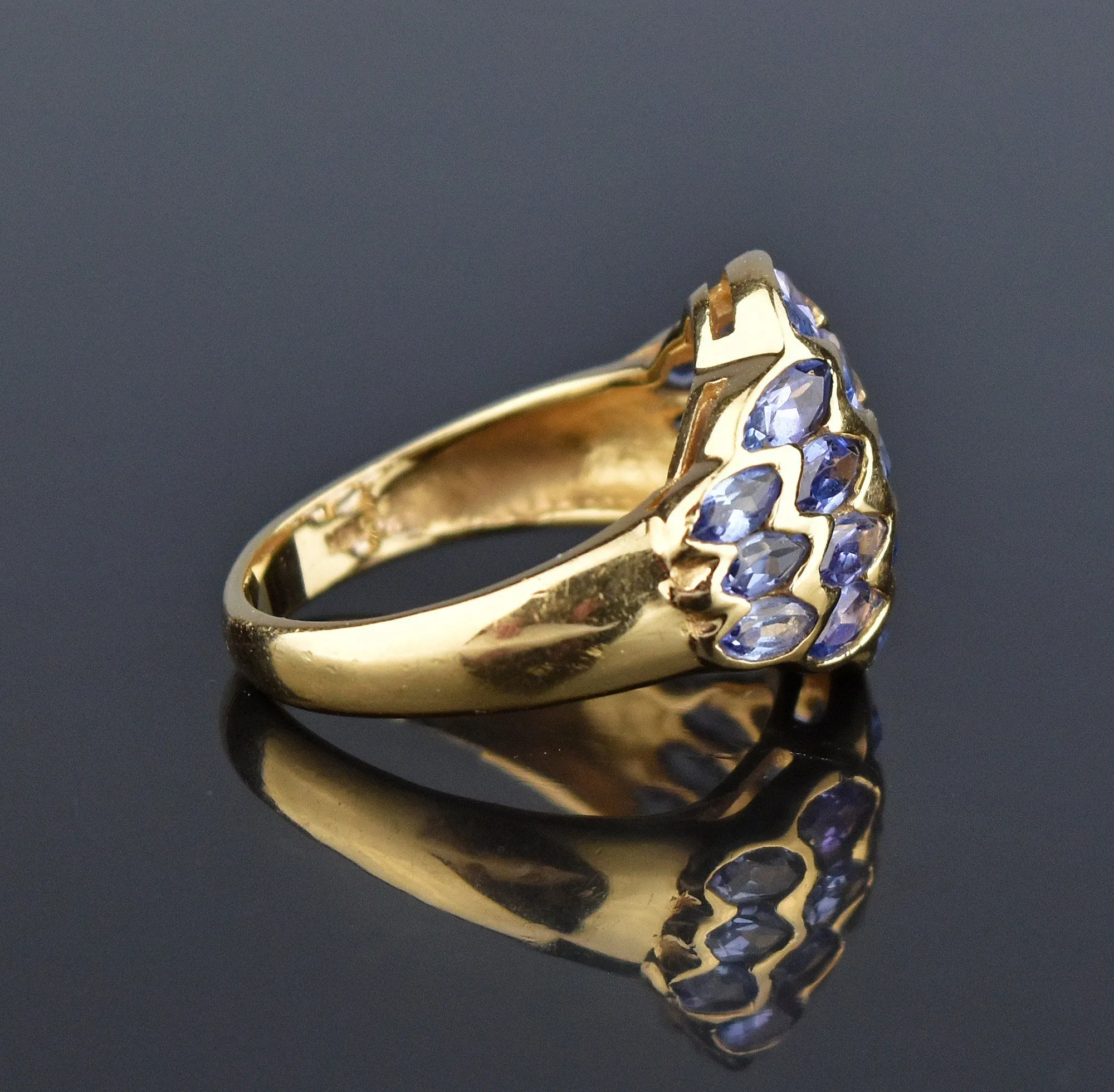 14K Gold Marquise Tanzanite Dome Cocktail Ring ON HOLD