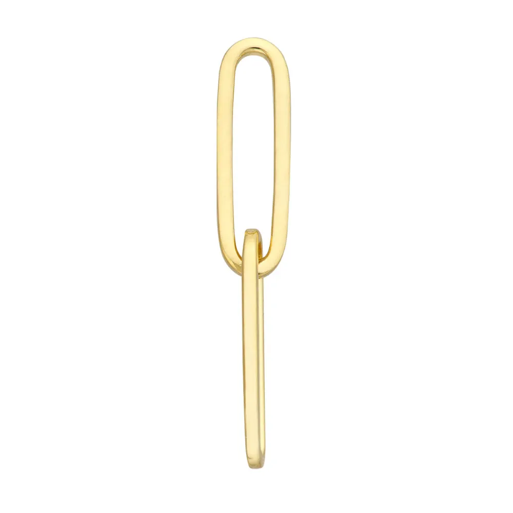 14k Gold Paper Clip Dangle Earrings