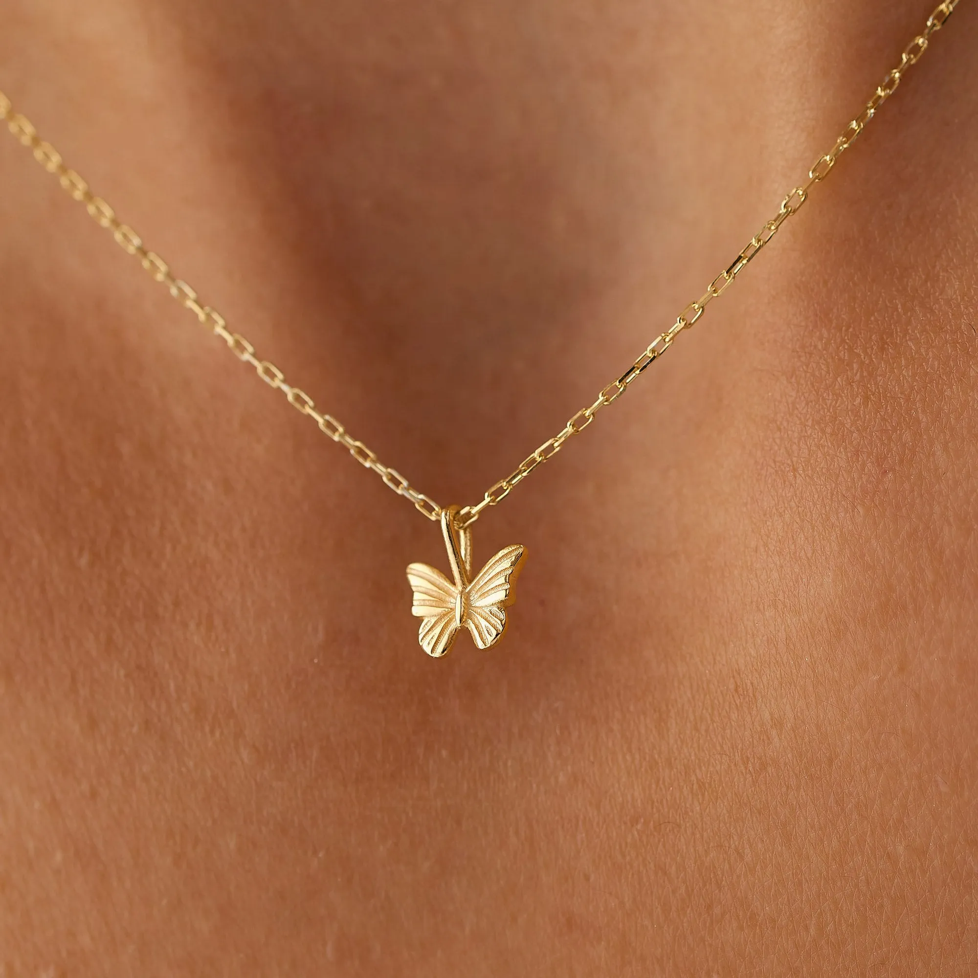 14k Mini Butterfly Charm Necklace