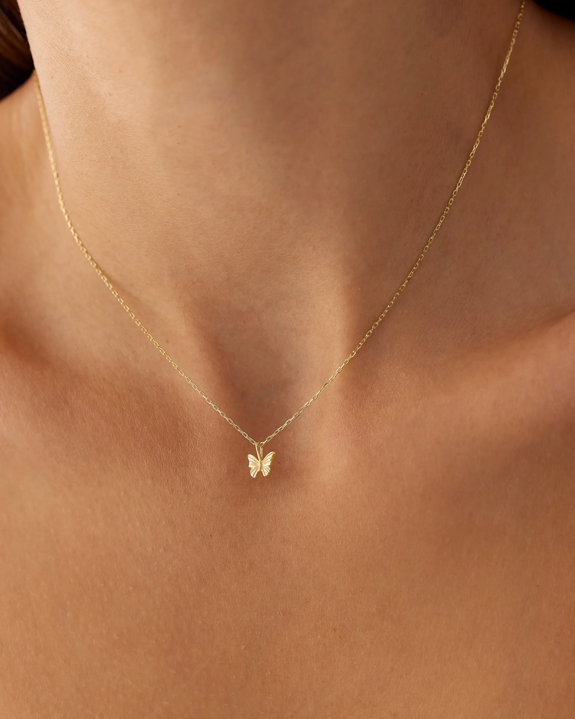 14k Mini Butterfly Charm Necklace