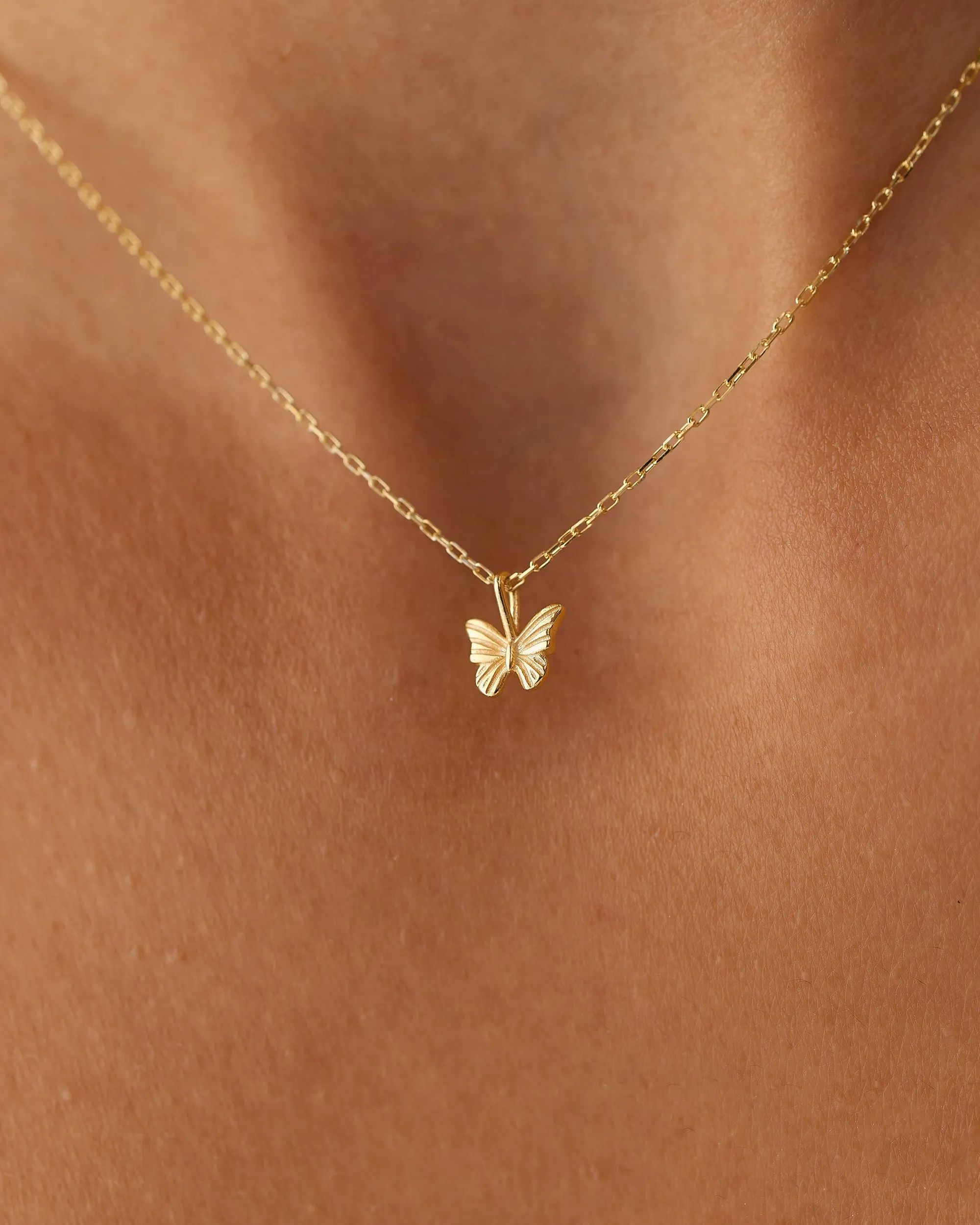 14k Mini Butterfly Charm Necklace