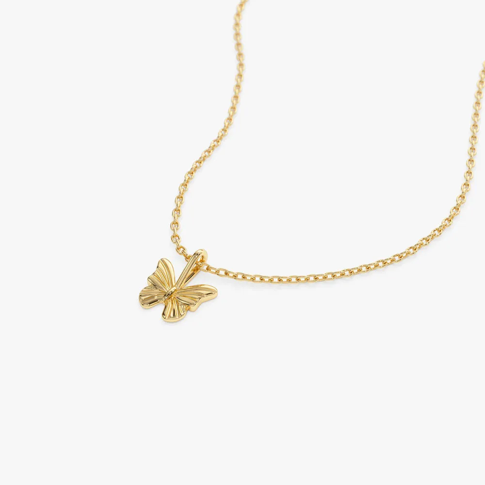 14k Mini Butterfly Charm Necklace