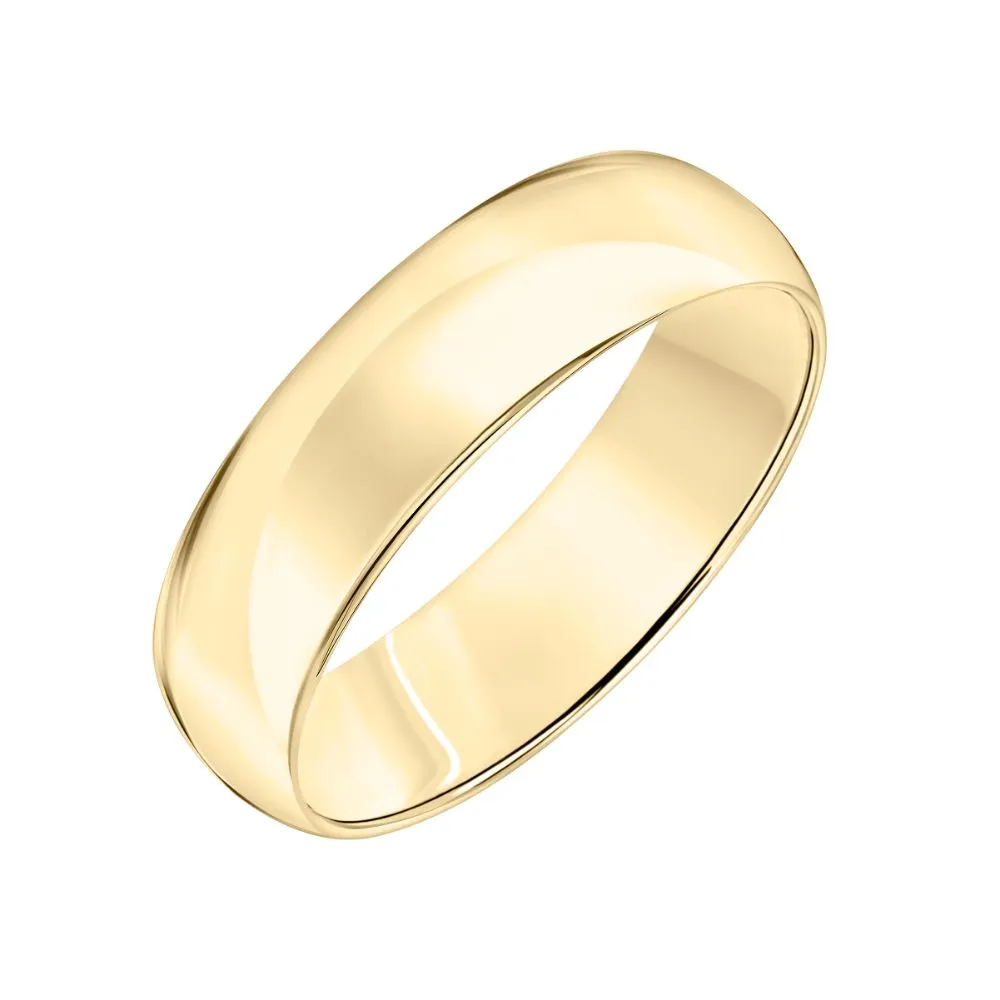 14k Plain Gold Wedding Band 6mm