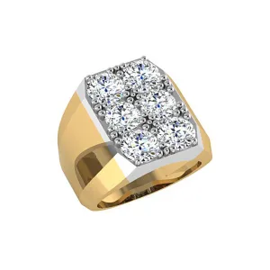 14K Yellow Gold Men's Signet Diamond Ring