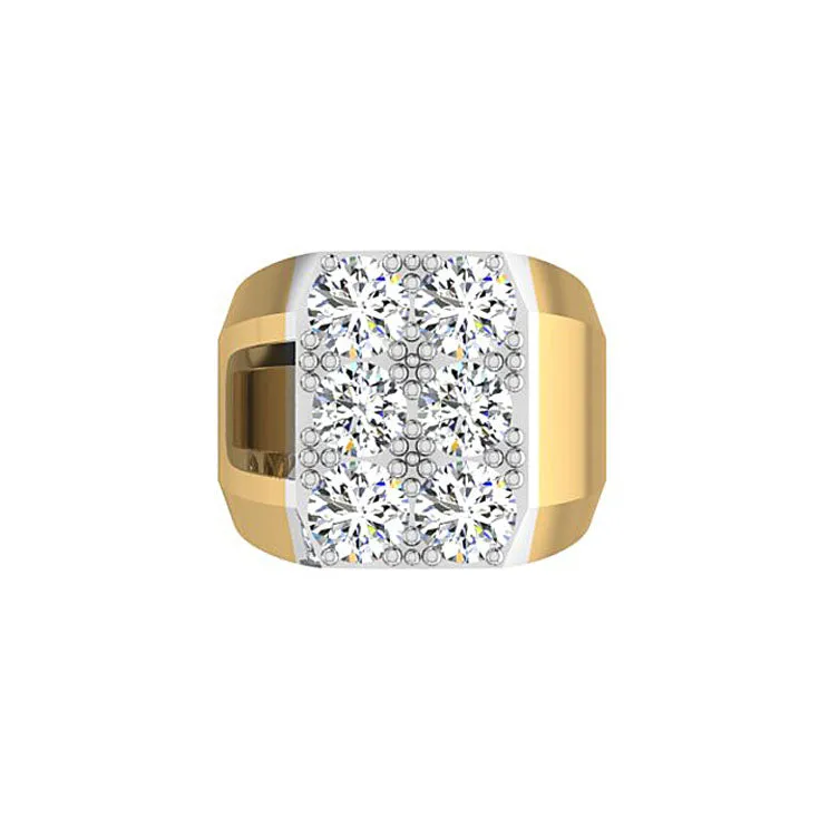 14K Yellow Gold Men's Signet Diamond Ring