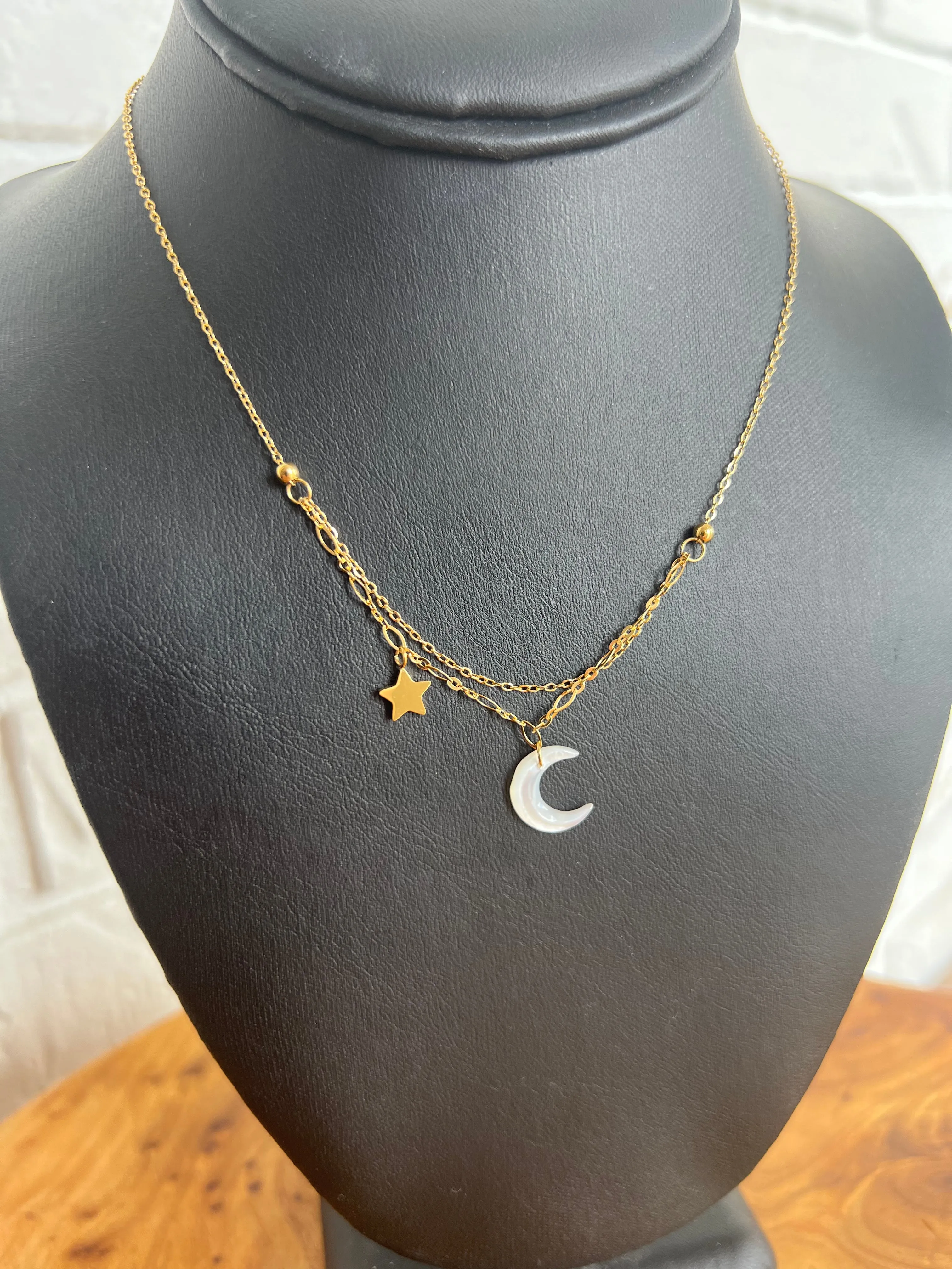 18K Moon and Stars Necklace