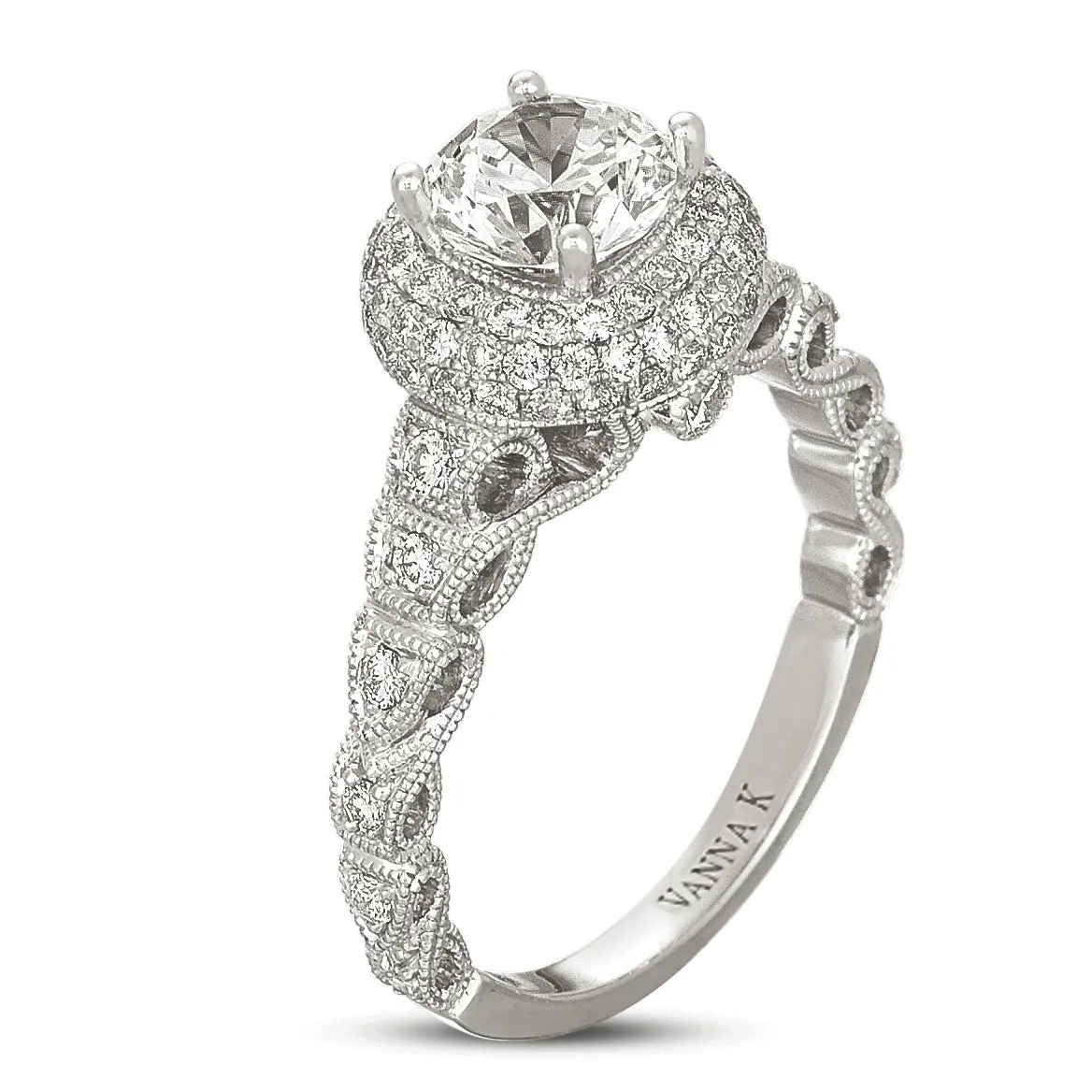 18K White Gold Halo Diamond Engagement Ring