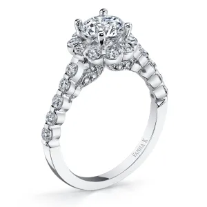 18K White Gold Halo Diamond Engagement Ring