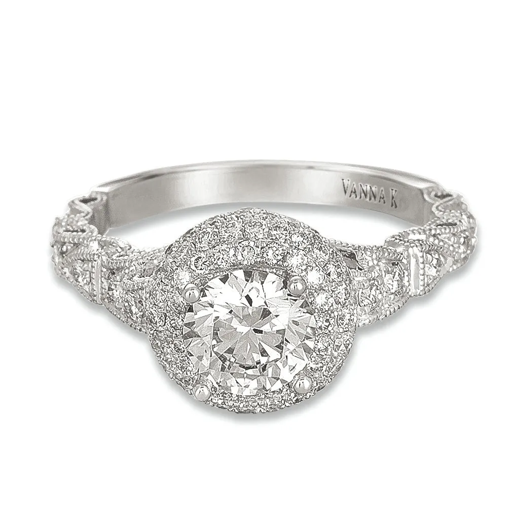 18K White Gold Halo Diamond Engagement Ring