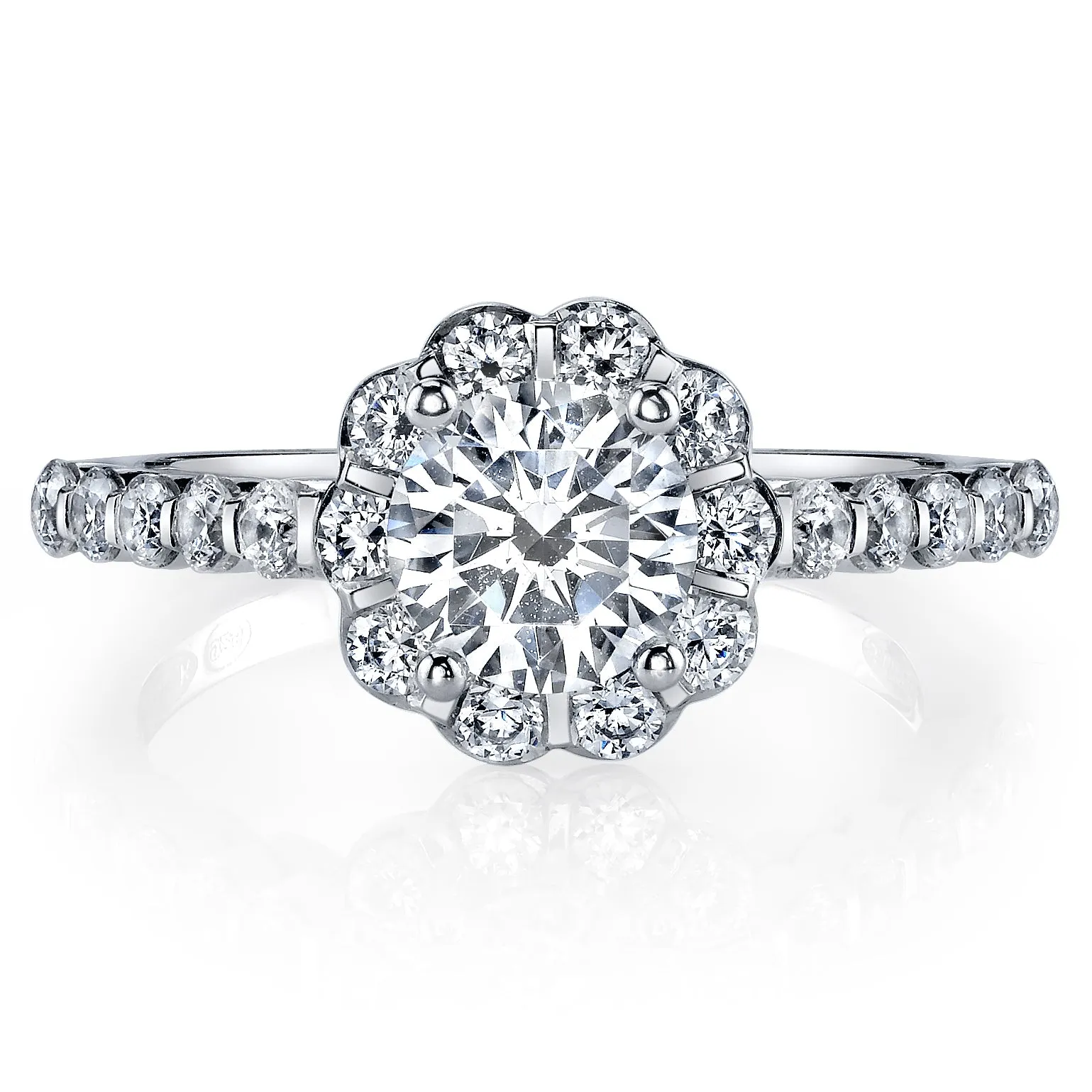 18K White Gold Halo Diamond Engagement Ring