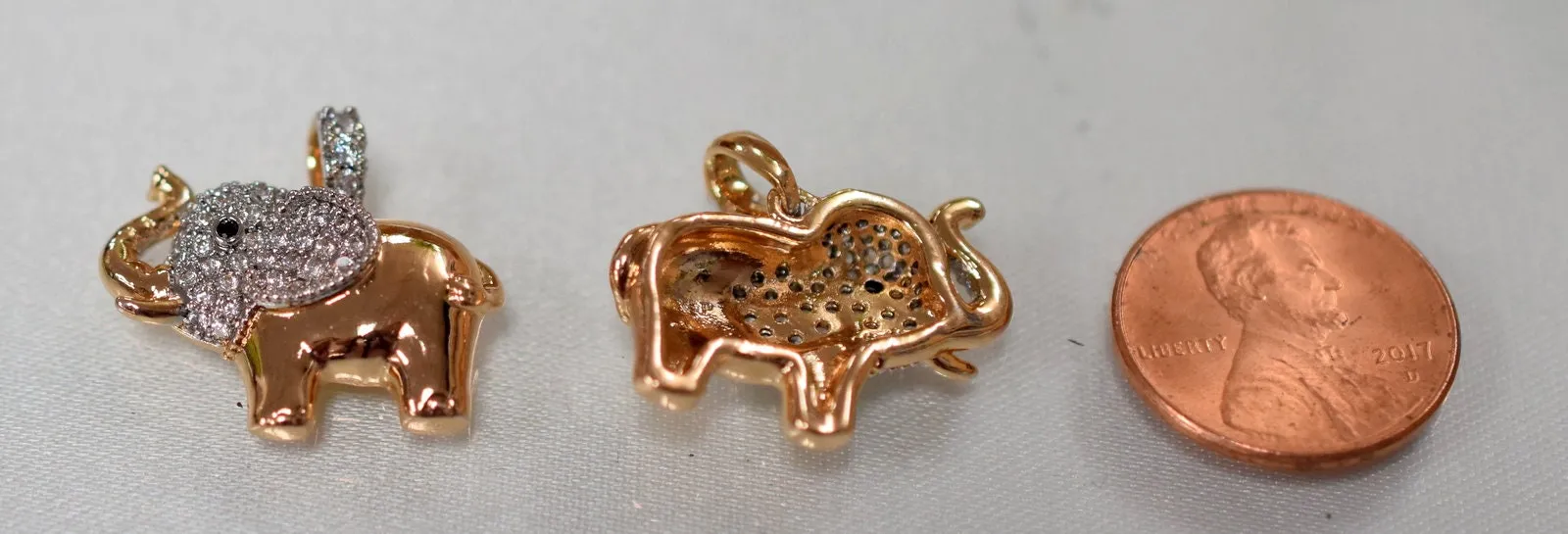 18Kt as Gold Filled* Elephant Pendant Charm Size 22x20mm With CZ Cubic Zircon Stone as Gold Filled* Pendant For Jewelry Making GP155