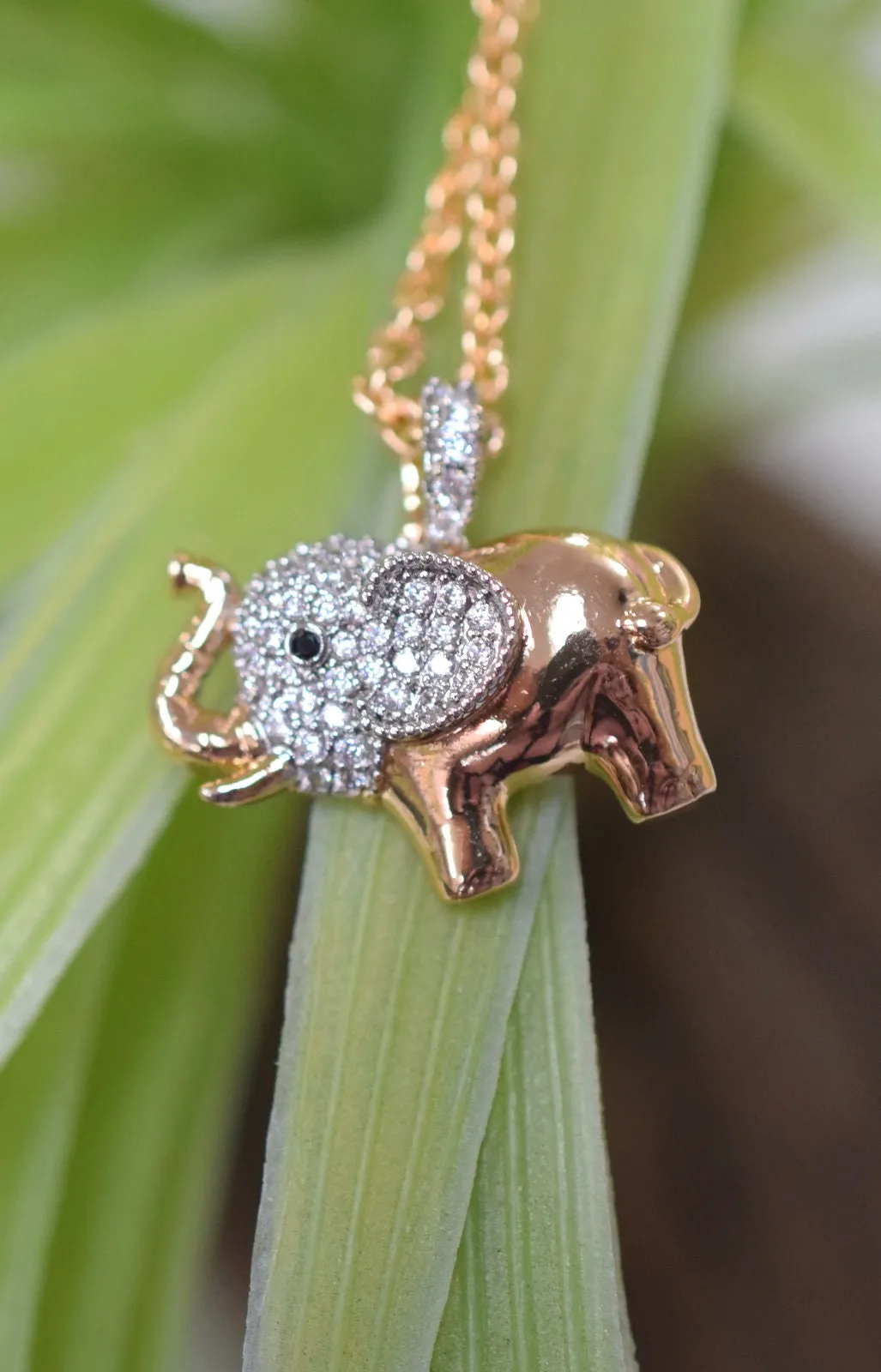 18Kt as Gold Filled* Elephant Pendant Charm Size 22x20mm With CZ Cubic Zircon Stone as Gold Filled* Pendant For Jewelry Making GP155