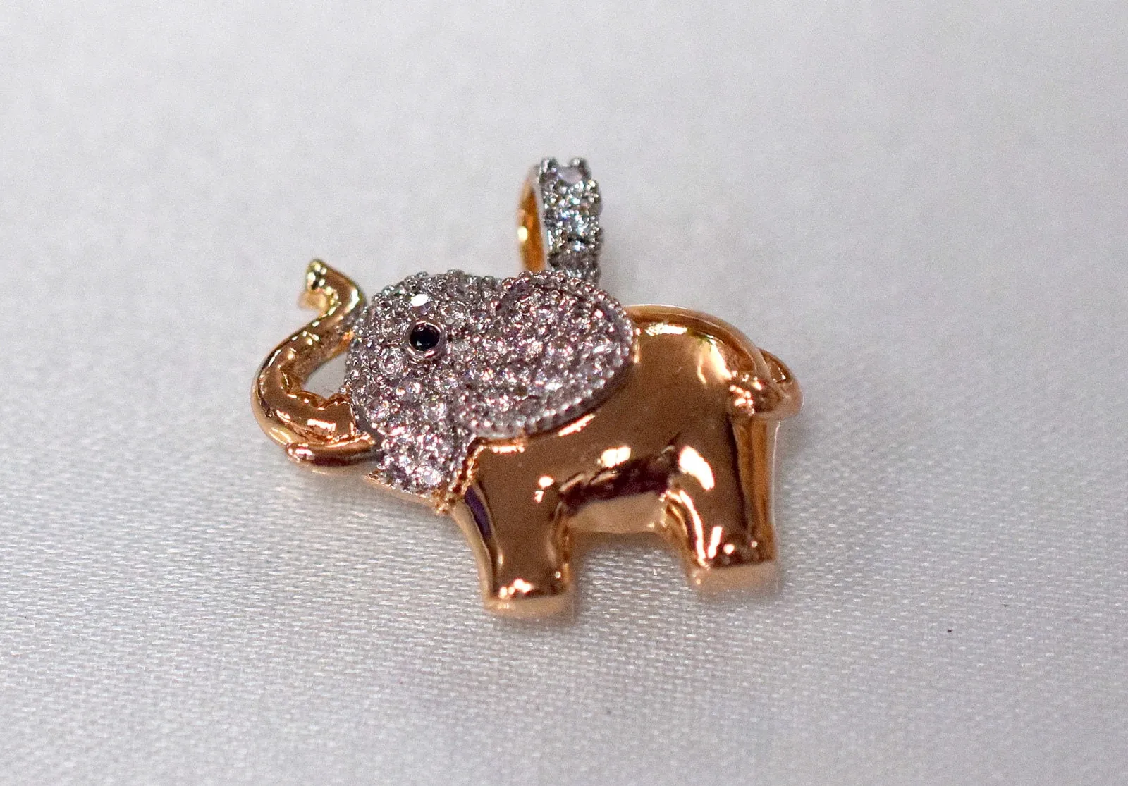 18Kt as Gold Filled* Elephant Pendant Charm Size 22x20mm With CZ Cubic Zircon Stone as Gold Filled* Pendant For Jewelry Making GP155