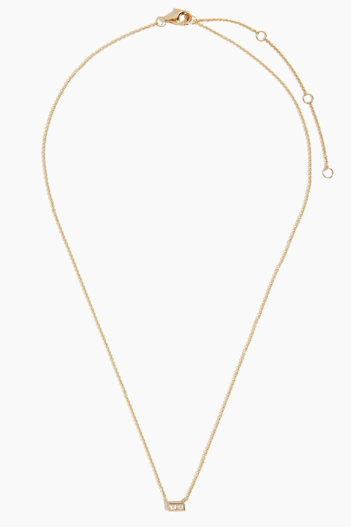 2 Bezel Bar Necklace in 14k Yellow Gold