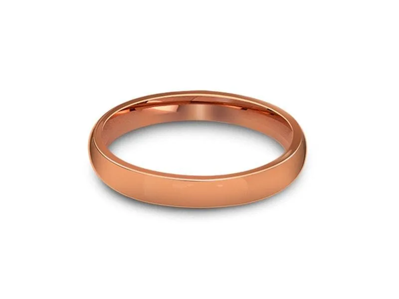 3MM HIGH POLISH ROSE GOLD CLASSIC Tungsten Wedding Band