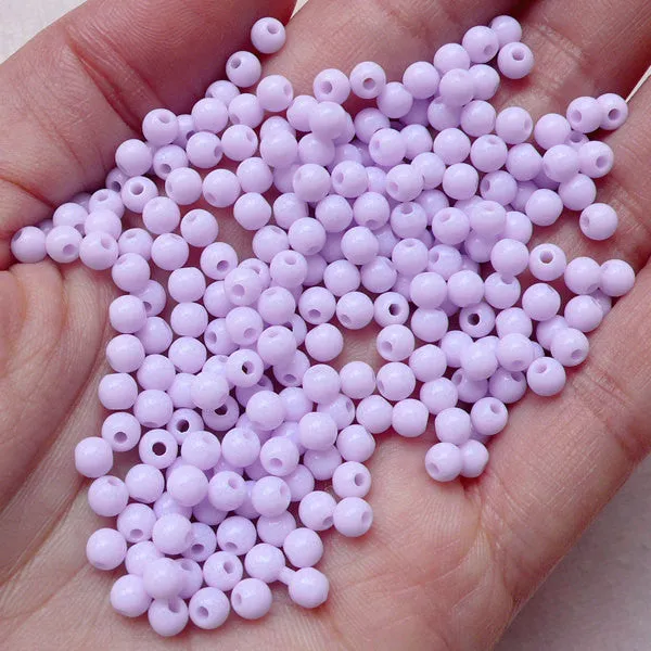 4mm Pastel Round Beads (Purple / 150pcs) Cute Bubble Gum Bead Loose Bead Acrylic Plastic Bead Lovely Gum Ball Necklace Thread Bracelet F131