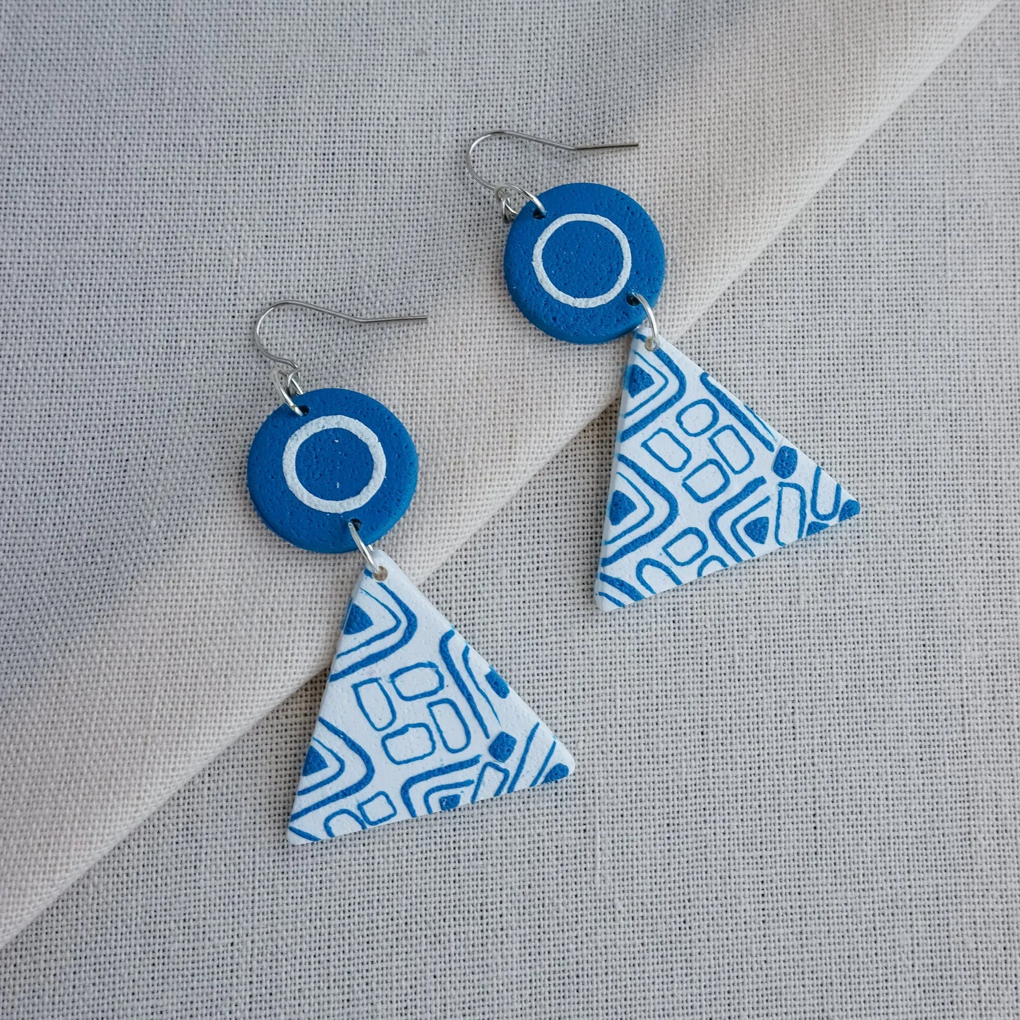 African Pattern Clay Earrings