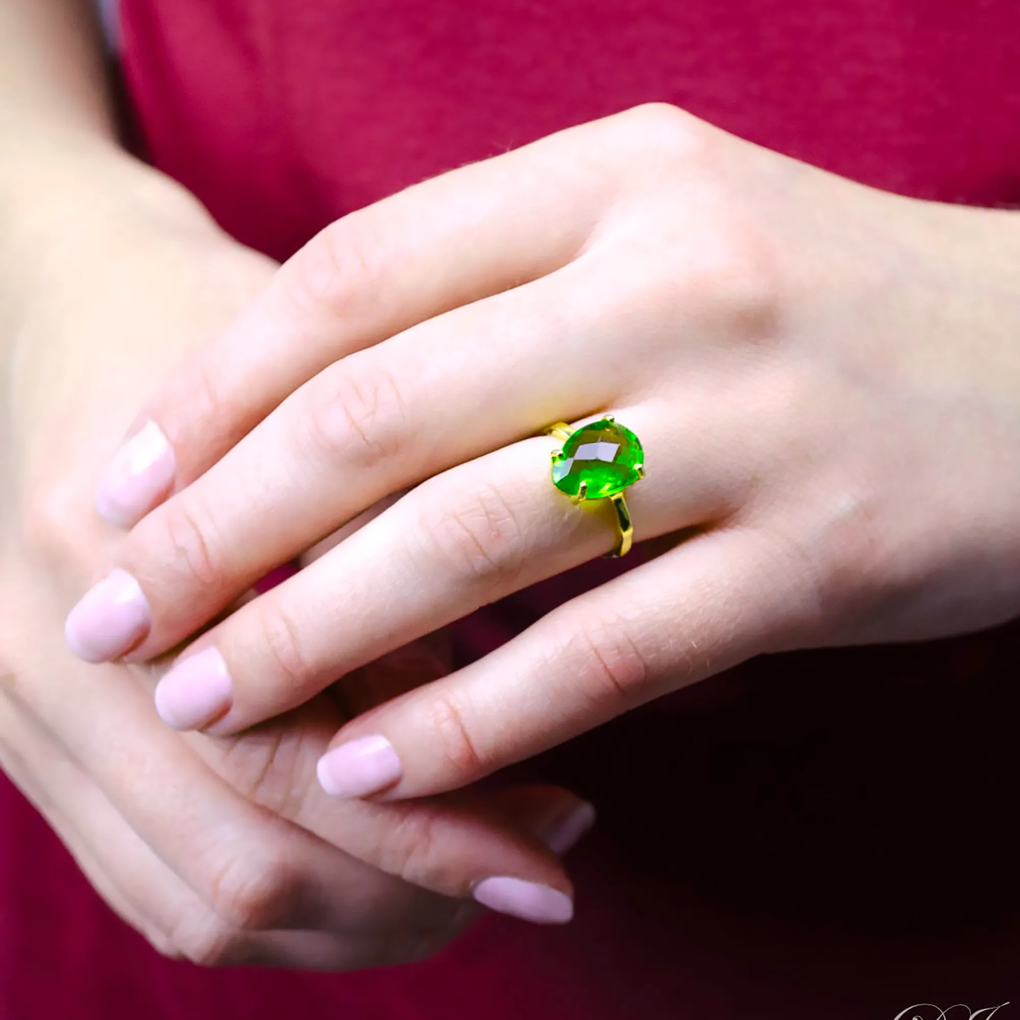 Alexandrite Teardrop Prong Set Ring • June Birthstone