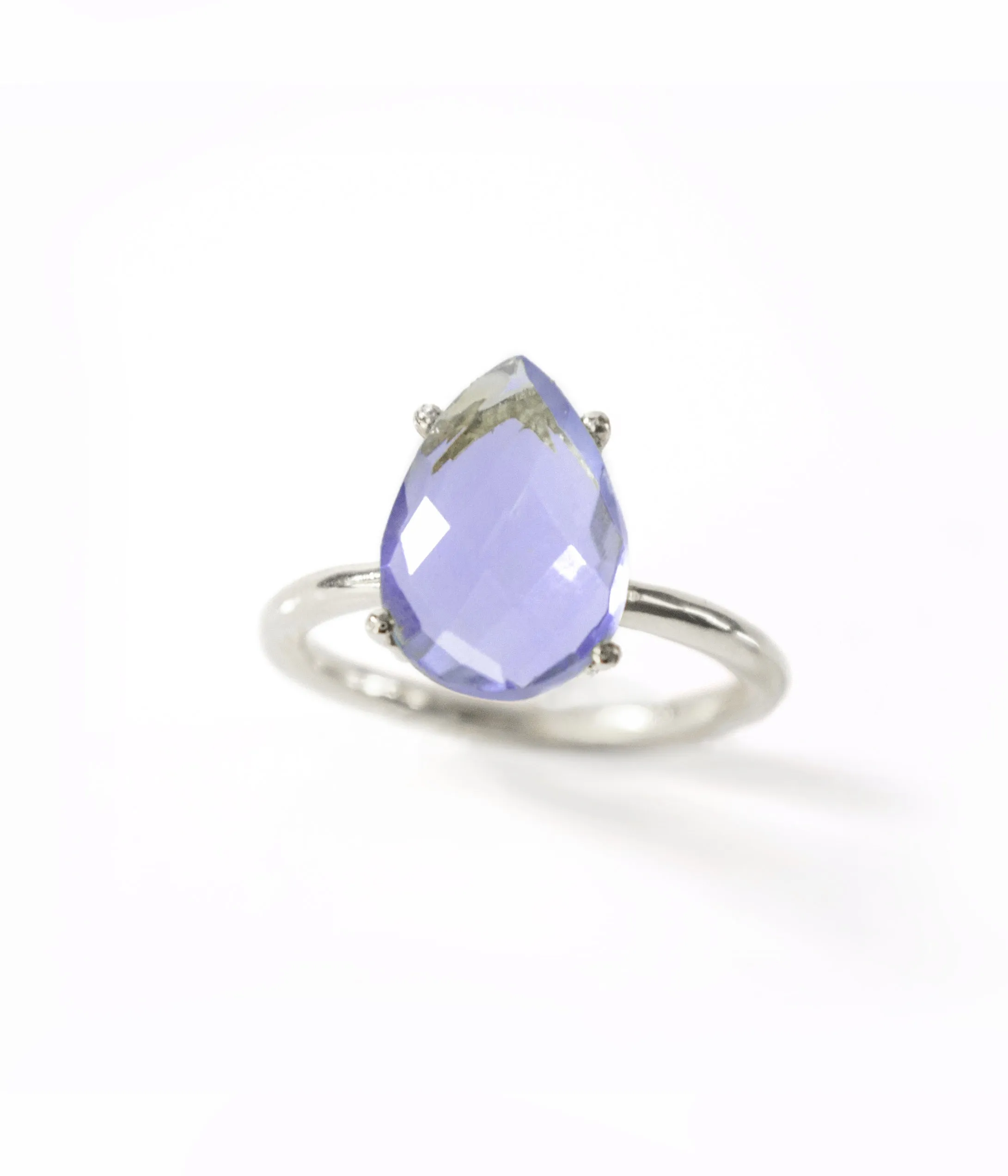 Alexandrite Teardrop Prong Set Ring • June Birthstone