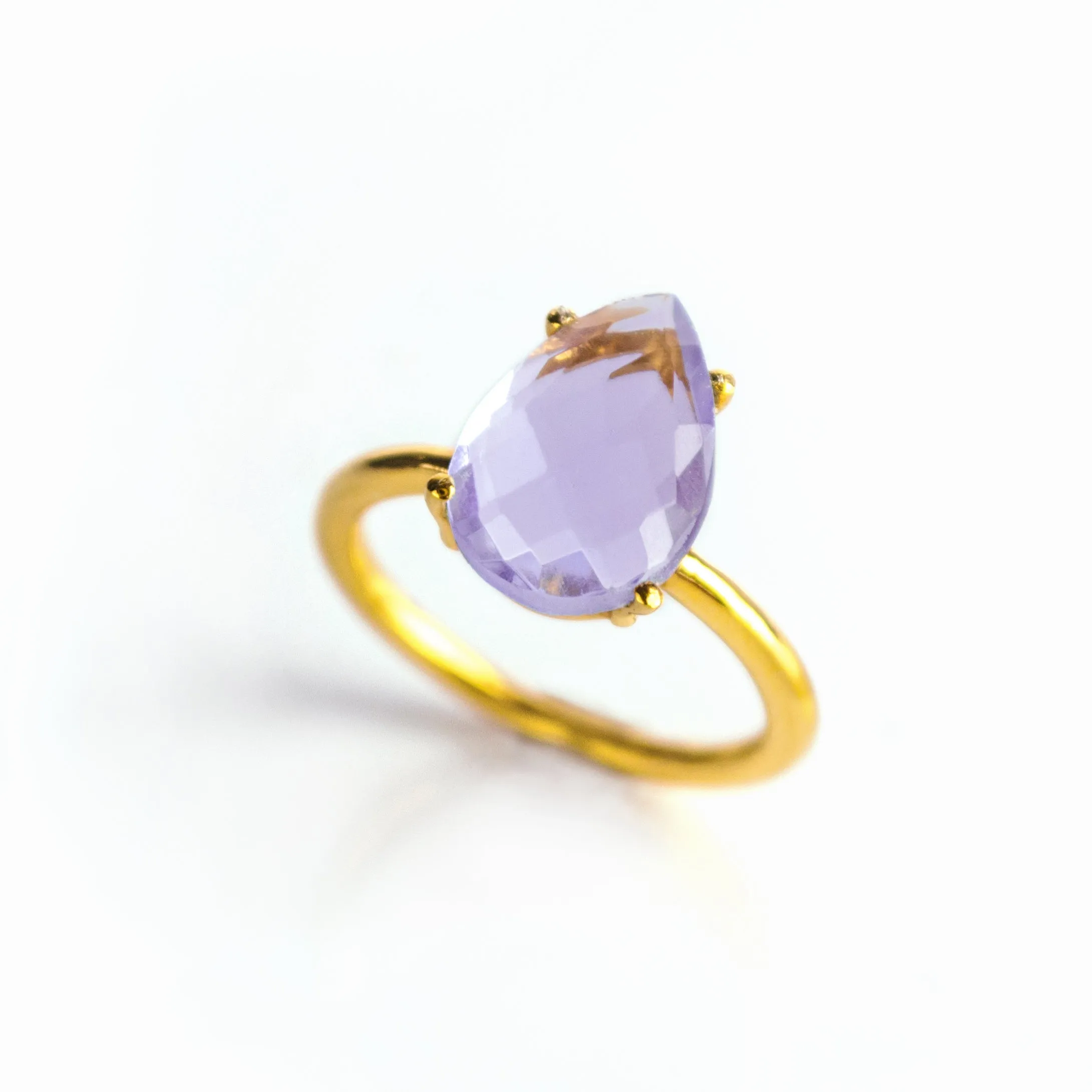 Alexandrite Teardrop Prong Set Ring • June Birthstone