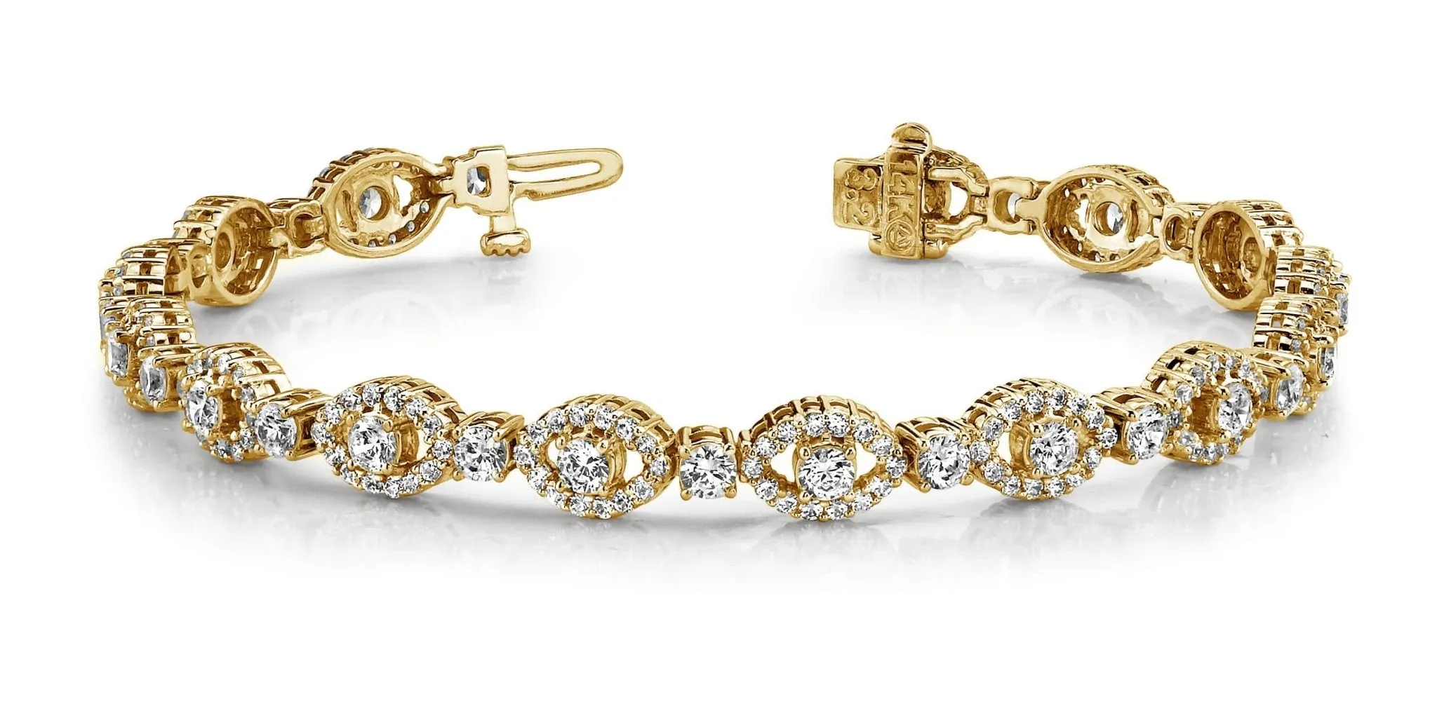 Almond Link Diamond Bracelet with 6.89 ct.(finished) 1.5mm, 3.5mm