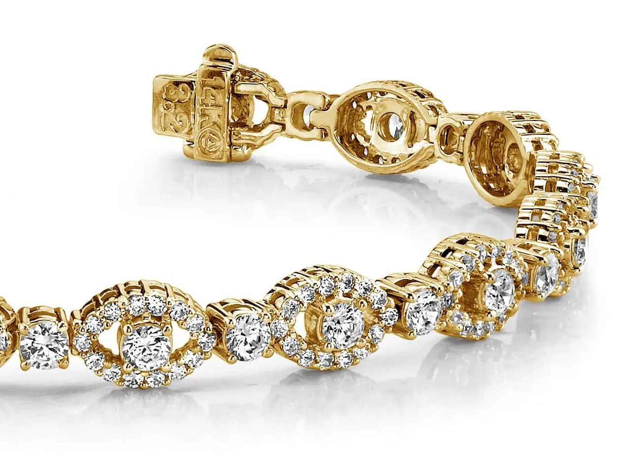 Almond Link Diamond Bracelet with 6.89 ct.(finished) 1.5mm, 3.5mm