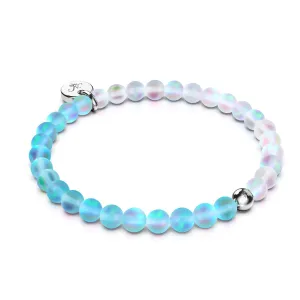 Aquamarine & White | .925 Sterling Silver | Mermaid Glass Bead Bracelet