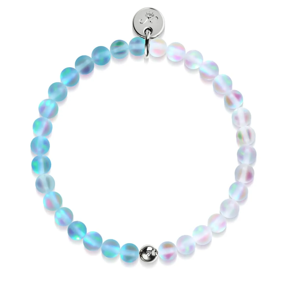 Aquamarine & White | .925 Sterling Silver | Mermaid Glass Bead Bracelet