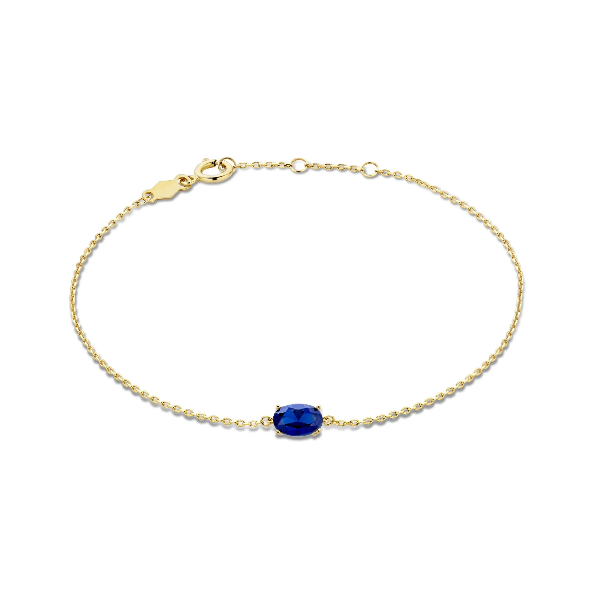 Baguette Nila 14 karat gold bracelet with blue zirconia stone