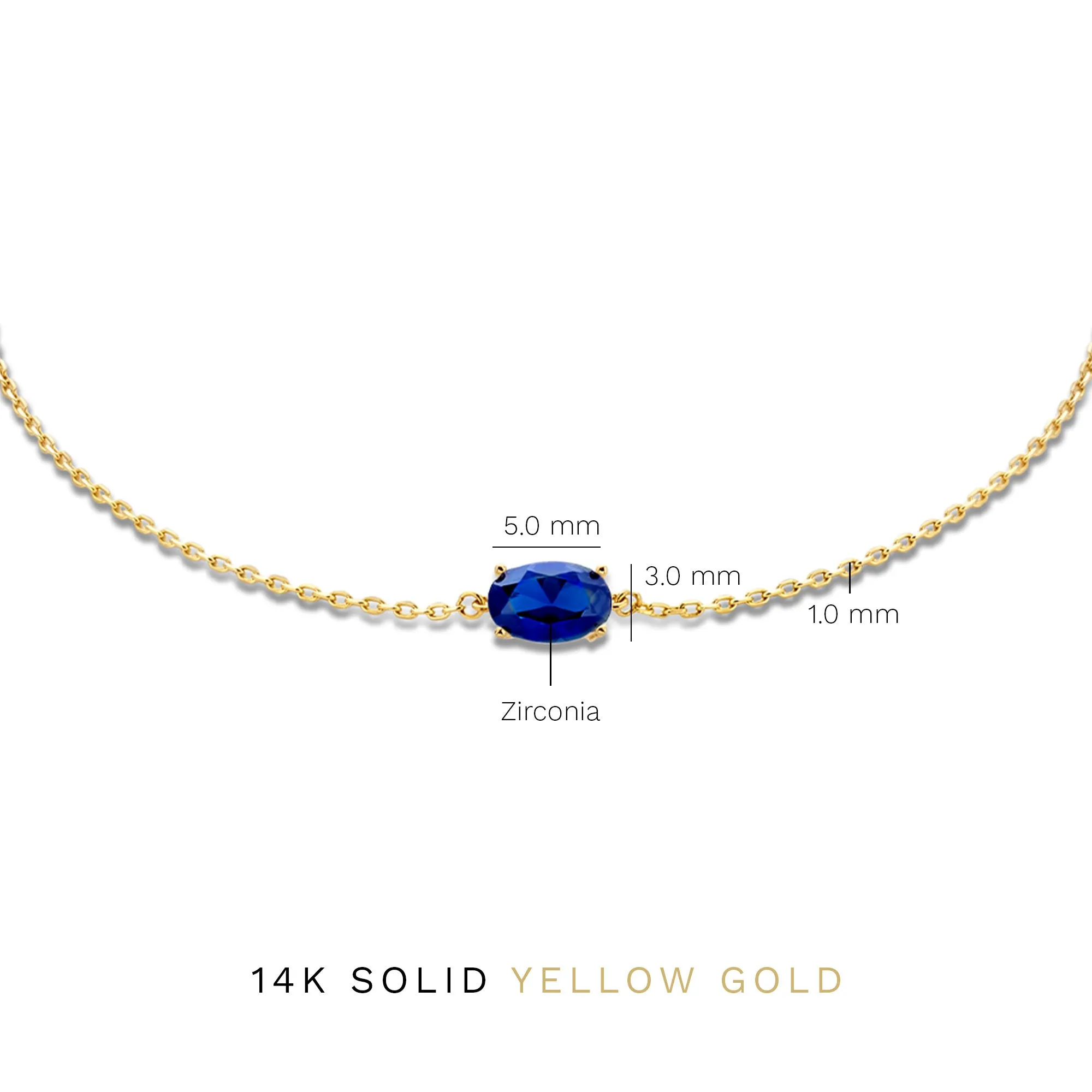 Baguette Nila 14 karat gold bracelet with blue zirconia stone