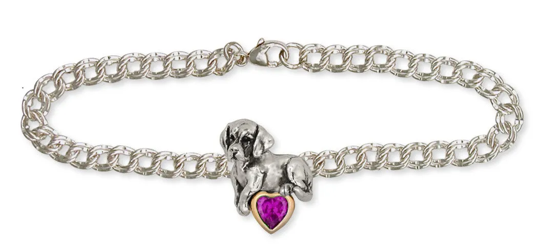 Beagle Birthstone Bracelet Jewelry Sterling Silver And 14k Gold  BG8-BR