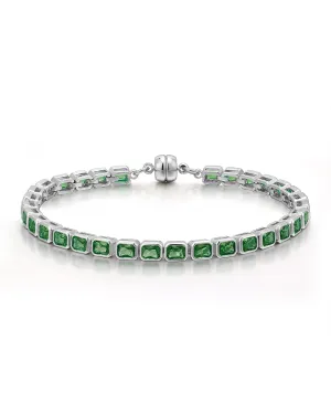 Bezel Emerald Ballier Bracelet- Emerald Green- Silver