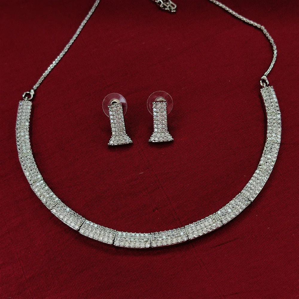 Bhavi Jewel Silver Plated Ad Stone Neckalce Set