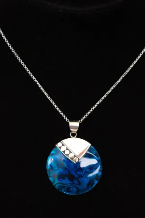 Blue Round Shell Necklace - 006