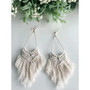 Boho Macrame Earrings "White"