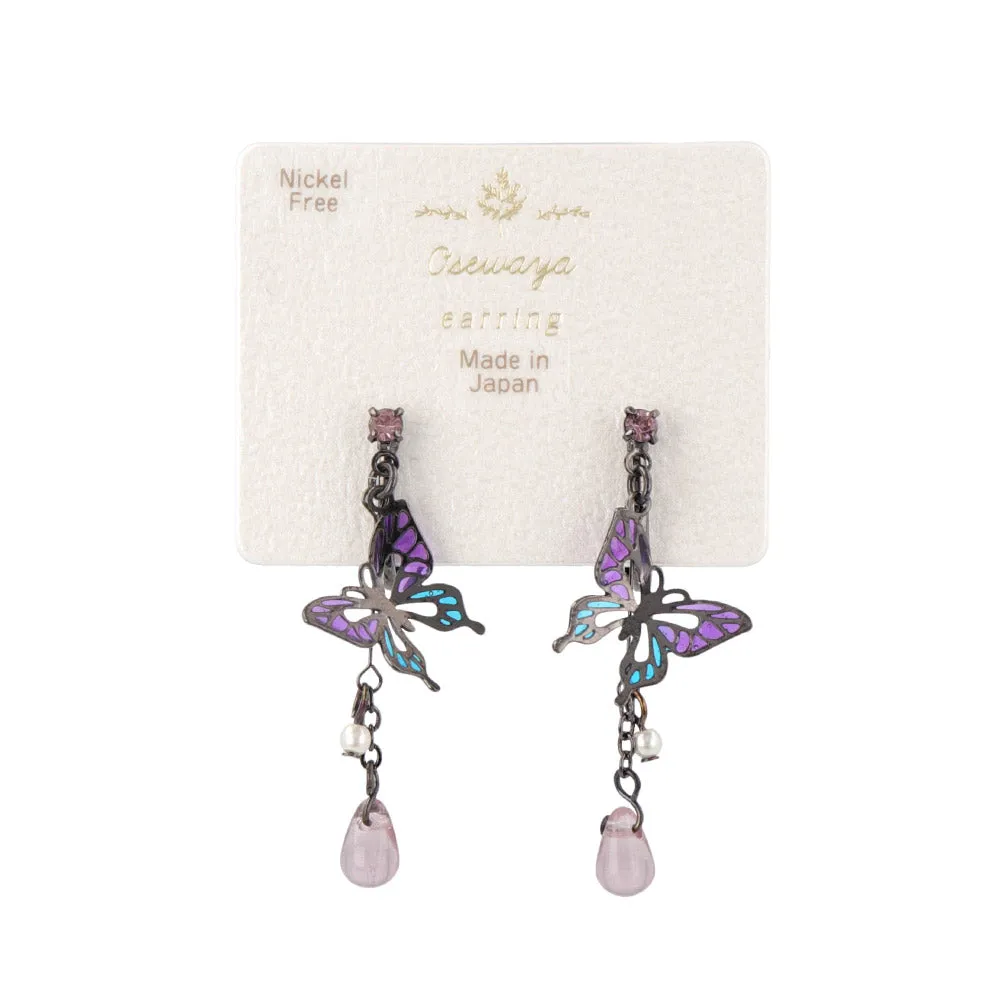 Butterfly and Teardrop Clip On Earrings