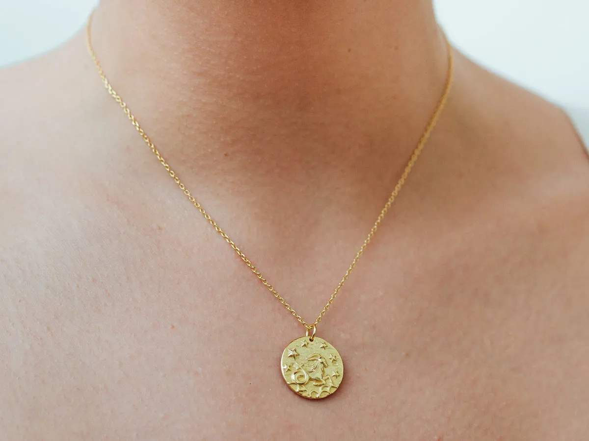 Capricorn Zodiac Coin Necklace