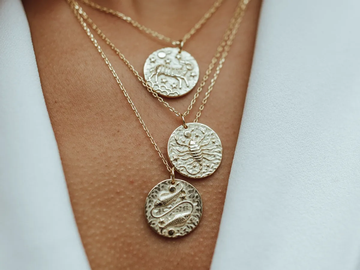 Capricorn Zodiac Coin Necklace