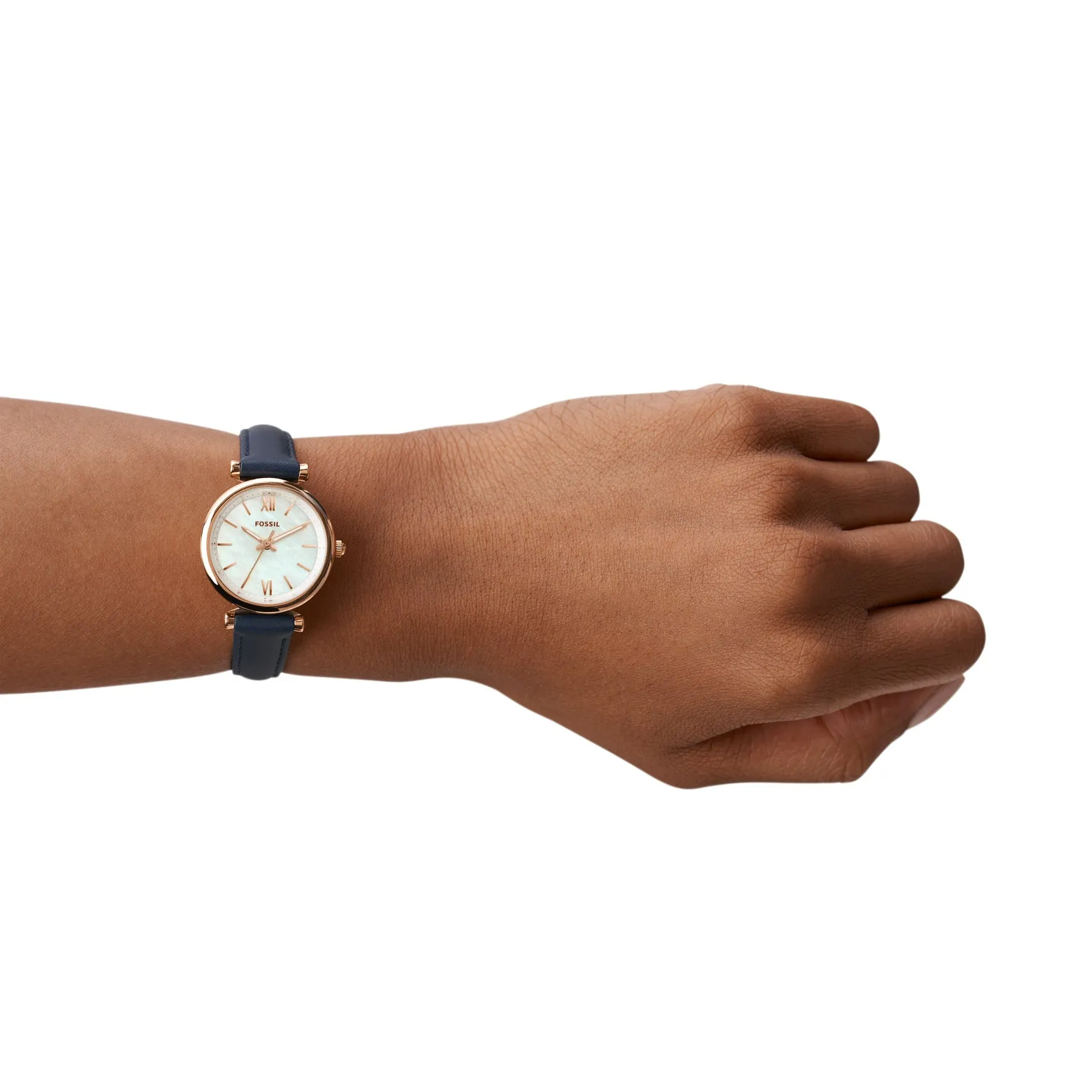 Carlie Mini Three-Hand Navy Leather Watch