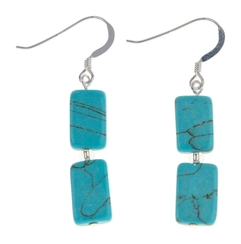 Carrie Elspeth Turquoise Mosaic Rectangle Drop Earrings